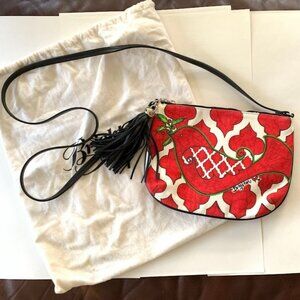 Brighton Love Dove Canvas Shoulder Bag Puse with Tassel and Dust Bag
